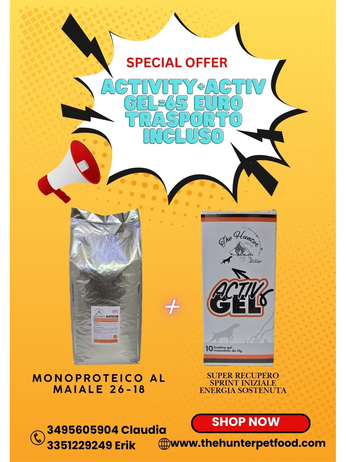 1 SACCO MONOPROTEICO + 10 GEL TRASPORTO INCLUSO