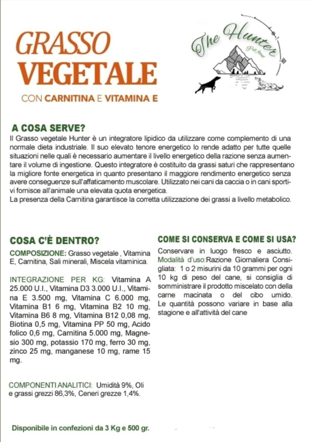 Grasso Vegetale in Polvere - complemento energetico etichetta