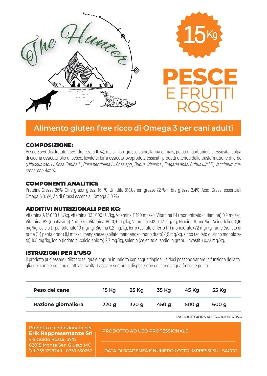 Crocchette Gluten Free PESCE e FRUTTI ROSSI etichetta