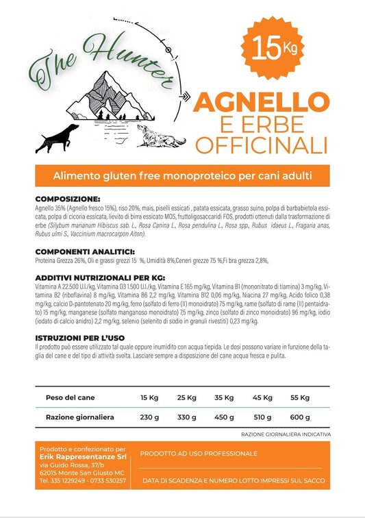 Crocchette Gluten Free AGNELLO e ERBE OFFICINALI etichette
