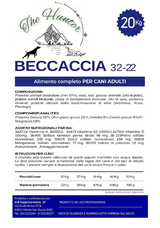 Crocchette Beccaccia 32-22 - etichetta