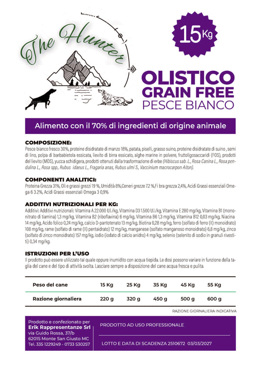 Alimento Olistico Grain Free PESCE BIANCO etichetta 